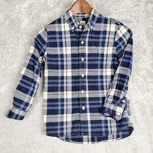 GAP Kids Plaid Button Down Long Sleeve Shirt Size S 6-7 Blue White Fall photo